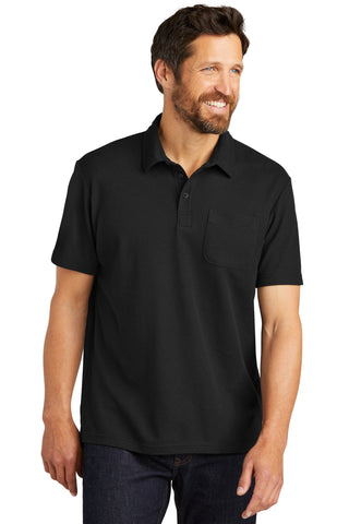 Port Authority C-FREE Cotton Blend Pique Pocket Polo (Black)