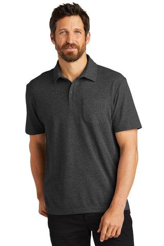 Port Authority C-FREE Cotton Blend Pique Pocket Polo (Charcoal Heather)