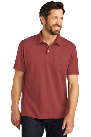 Port Authority C-FREE Cotton Blend Pique Pocket Polo (Garnet)