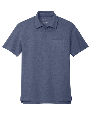 Port Authority C-FREE Cotton Blend Pique Pocket Polo (Navy Heather)