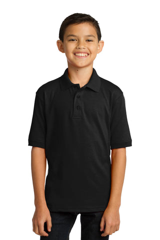 Port & Company Youth Core Blend Jersey Knit Polo (Jet Black)