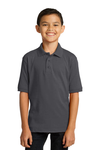 Port & Company Youth Core Blend Jersey Knit Polo (Charcoal)