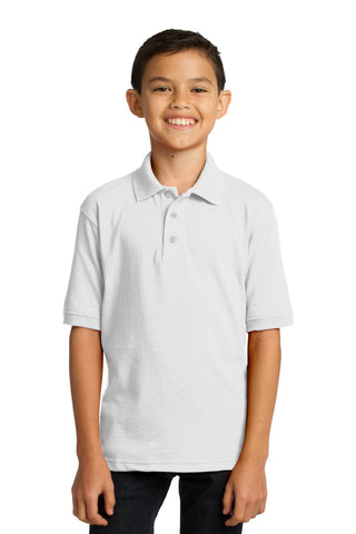 Port & Company Youth Core Blend Jersey Knit Polo (White)