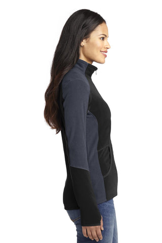 Port Authority Ladies Colorblock Microfleece Jacket (Black/ Battleship Grey)