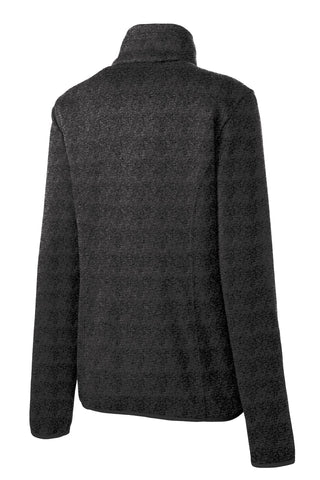 Port Authority Ladies Sweater Fleece Jacket (Black Heather)