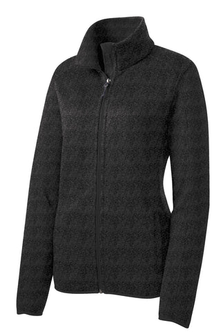 Port Authority Ladies Sweater Fleece Jacket (Black Heather)
