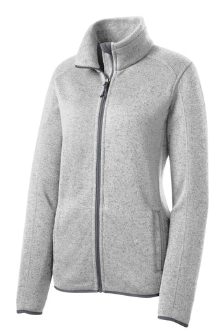 Port Authority Ladies Sweater Fleece Jacket (Grey Heather)