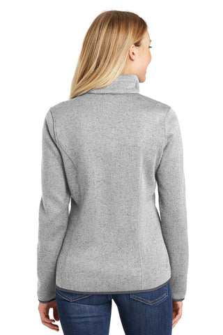 Port Authority Ladies Sweater Fleece Jacket (Grey Heather)