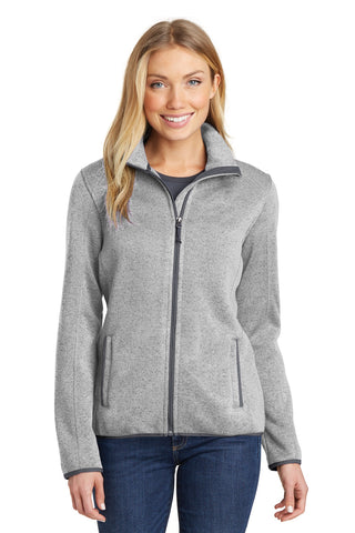 Port Authority Ladies Sweater Fleece Jacket (Grey Heather)