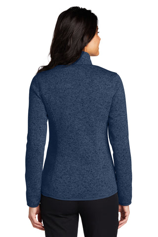 Port Authority Ladies Sweater Fleece Jacket (River Blue Navy Heather)