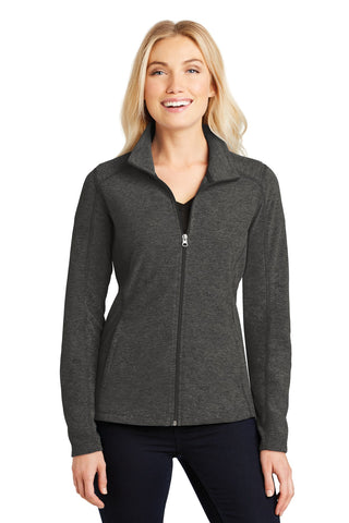 Port Authority Ladies Heather Microfleece Full-Zip Jacket (Black Charcoal Heather)