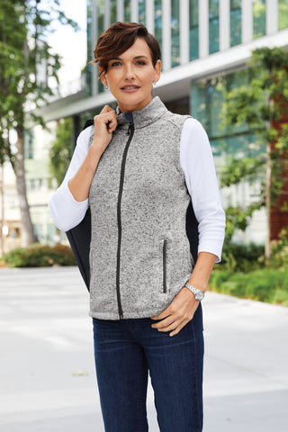 Port Authority Ladies Sweater Fleece Vest (Medium Blue Heather)