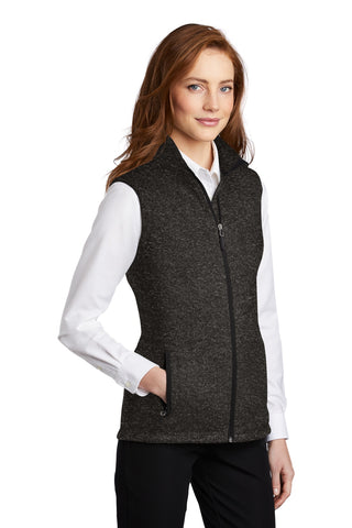 Port Authority Ladies Sweater Fleece Vest (Black Heather)