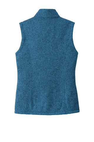 Port Authority Ladies Sweater Fleece Vest (Medium Blue Heather)