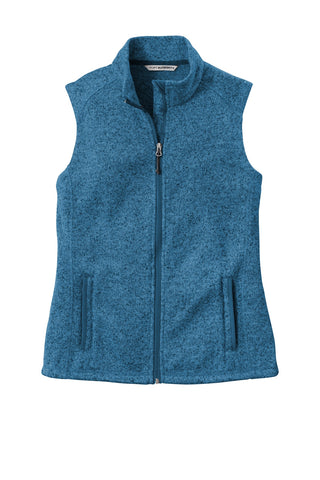 Port Authority Ladies Sweater Fleece Vest (Medium Blue Heather)