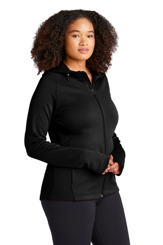 Sport-Tek Ladies Tech Fleece Full-Zip Hooded Jacket (Black)