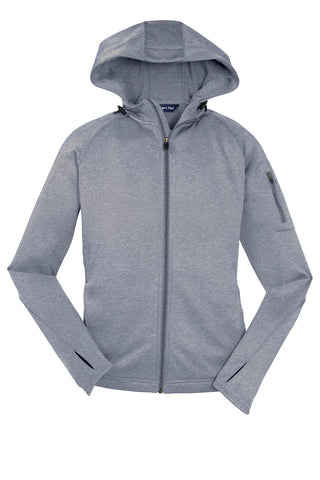 Sport-Tek Ladies Tech Fleece Full-Zip Hooded Jacket (Grey Heather)
