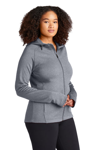 Sport-Tek Ladies Tech Fleece Full-Zip Hooded Jacket (Grey Heather)