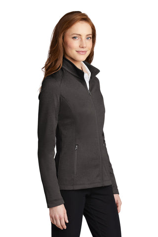 Port Authority Ladies Diamond Heather Fleece Full-Zip Jacket (Dark Charcoal Heather)