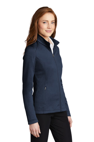 Port Authority Ladies Diamond Heather Fleece Full-Zip Jacket (Dress Blue Navy Heather)