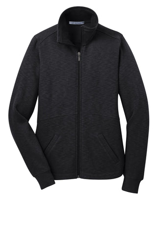 Port Authority Ladies Slub Fleece Full-Zip Jacket (Black)