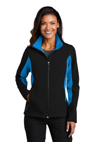 Port Authority Ladies Core Colorblock Soft Shell Jacket (Black/ Imperial Blue)