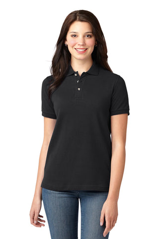 Port Authority Ladies Heavyweight Cotton Pique Polo (Black)