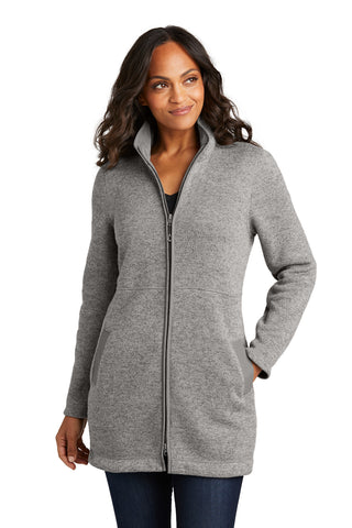 Port Authority Ladies Arc Sweater Fleece Long Jacket (Deep Smoke Heather)