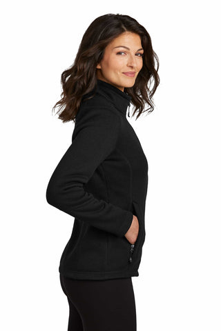 Port Authority Ladies Arc Sweater Fleece Jacket (Deep Black)