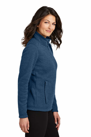 Port Authority Ladies Arc Sweater Fleece Jacket (Insignia Blue Heather)