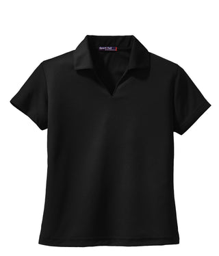 Sport-Tek Ladies Dri-Mesh V-Neck Polo (Black)