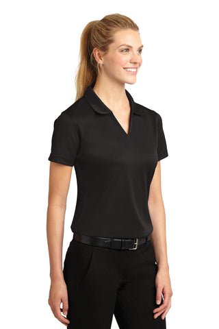 Sport-Tek Ladies Dri-Mesh V-Neck Polo (Black)