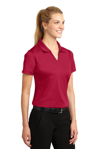 Sport-Tek Ladies Dri-Mesh V-Neck Polo (Red)