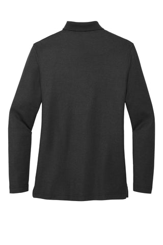 Port Authority Ladies Silk Touch Long Sleeve Polo (Black)