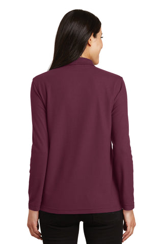 Port Authority Ladies Silk Touch Long Sleeve Polo (Burgundy)