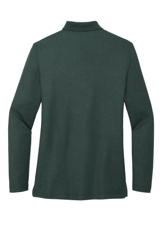 Port Authority Ladies Silk Touch Long Sleeve Polo (Dark Green)