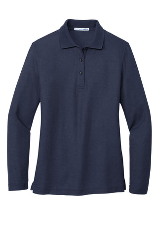 Port Authority Ladies Silk Touch Long Sleeve Polo (Navy)