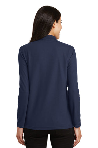 Port Authority Ladies Silk Touch Long Sleeve Polo (Navy)