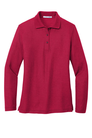 Port Authority Ladies Silk Touch Long Sleeve Polo (Red)