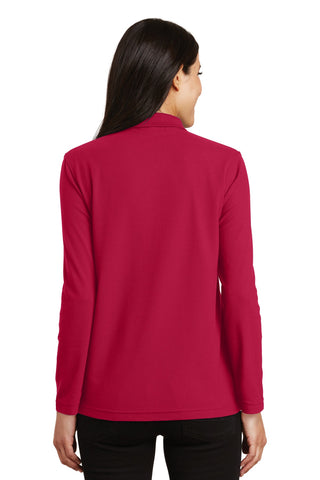 Port Authority Ladies Silk Touch Long Sleeve Polo (Red)