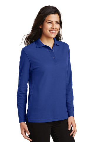 Port Authority Ladies Silk Touch Long Sleeve Polo (Royal)