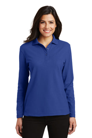 Port Authority Ladies Silk Touch Long Sleeve Polo (Royal)