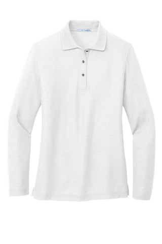 Port Authority Ladies Silk Touch Long Sleeve Polo (White)