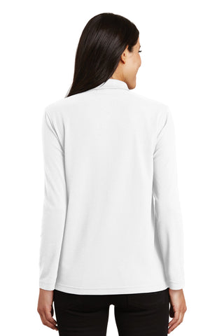 Port Authority Ladies Silk Touch Long Sleeve Polo (White)