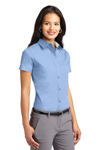 Port Authority Ladies Short Sleeve Easy Care Shirt (Light Blue/ Light Stone)