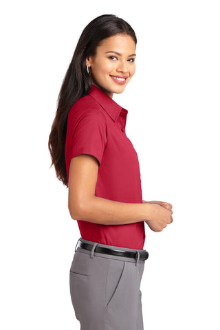 Port Authority Ladies Short Sleeve Easy Care Shirt (Red/ Light Stone)