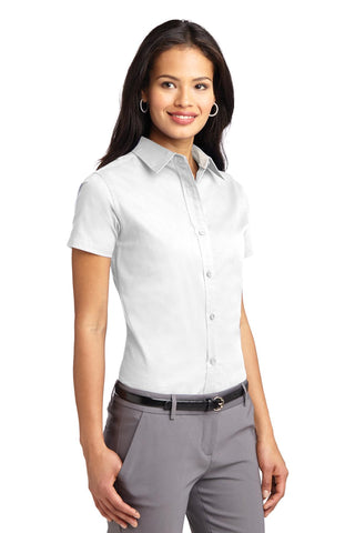 Port Authority Ladies Short Sleeve Easy Care Shirt (White/ Light Stone)