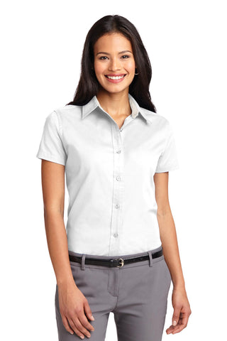 Port Authority Ladies Short Sleeve Easy Care Shirt (White/ Light Stone)