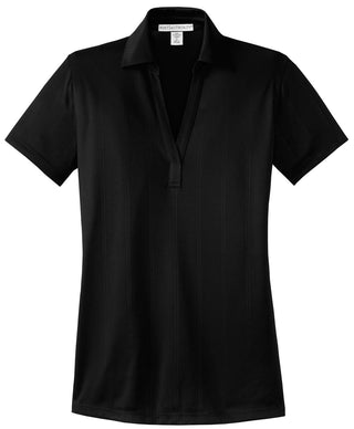 Port Authority Ladies Performance Fine Jacquard Polo (Black)