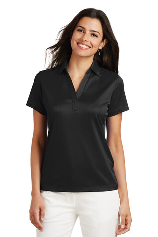 Port Authority Ladies Performance Fine Jacquard Polo (Black)